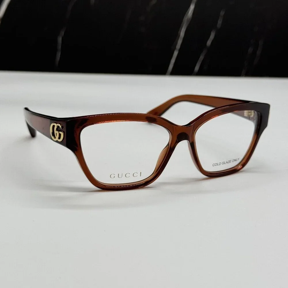NEW GUCCI GG1597O 003 EYEGLASSES BROWN WOMEN EYEWEAR GUCCI